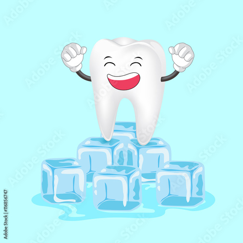 Teeth with ice. Sensititive tooth, great for health dental care concept. Illustration