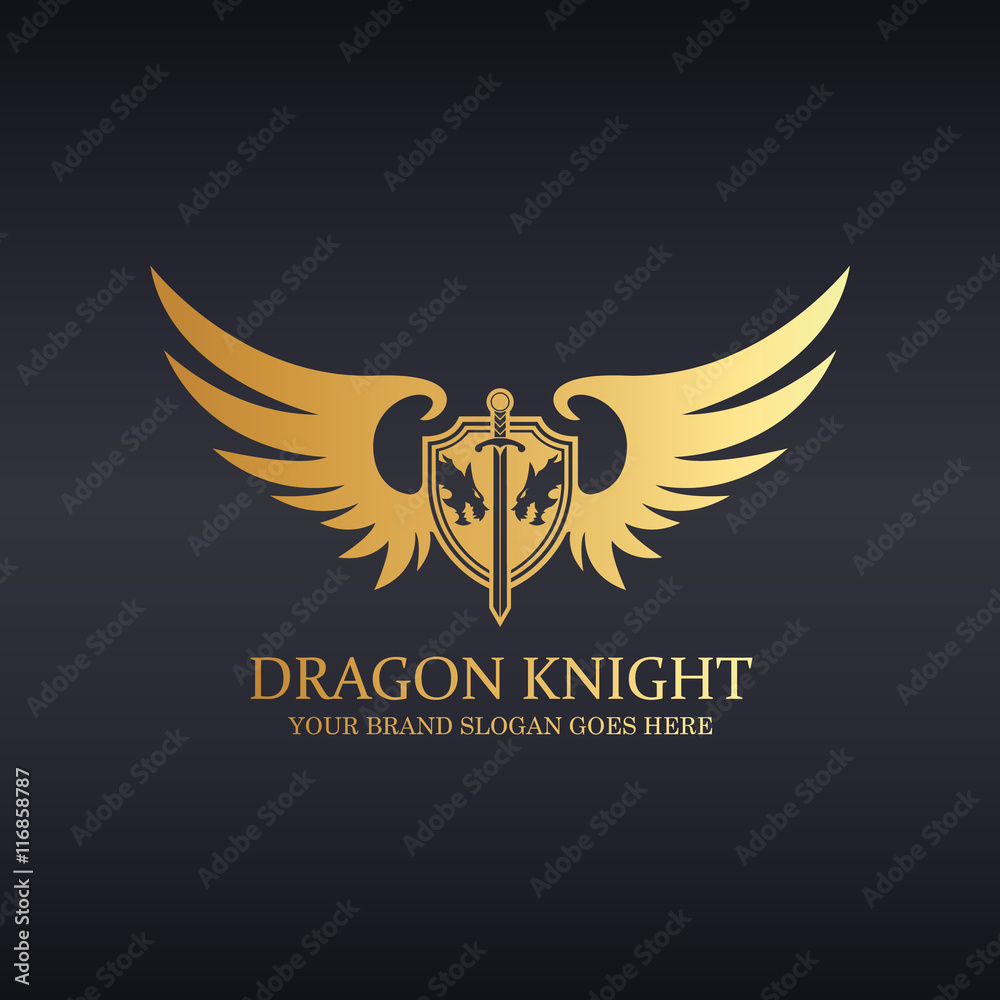The Guardian Crest Logo. Dragon logo. Knight logotype