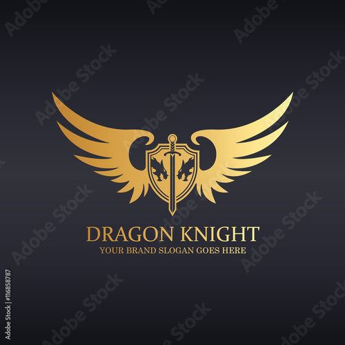 The Guardian Crest Logo. Dragon logo. Knight logotype