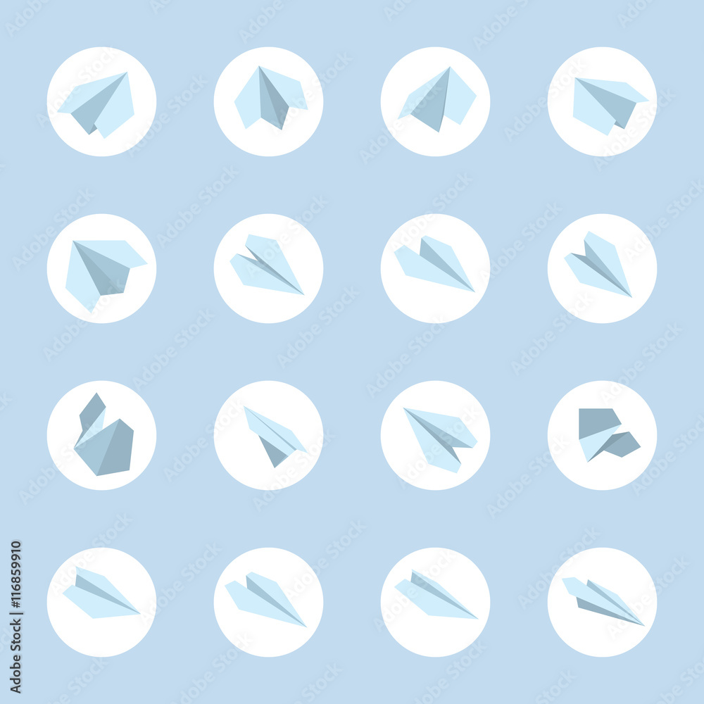 vector icon set of Origami plane collection vector icon set of Origami plane collection