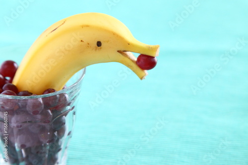 Dolphin shaped banana & grape for kids