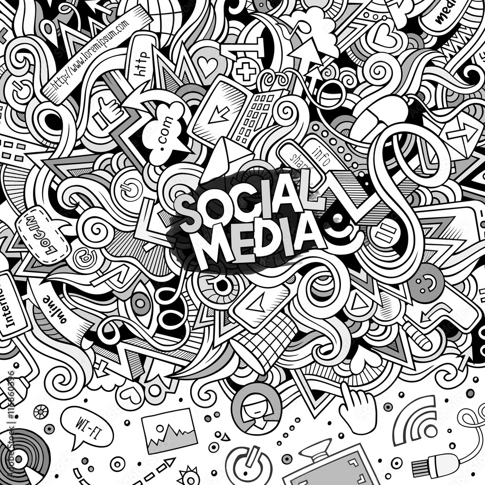 Cartoon vector doodles internet frame Cartoon vector doodles internet frame