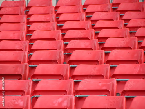 Stand Platform in Perspective with Red Plastic Seats