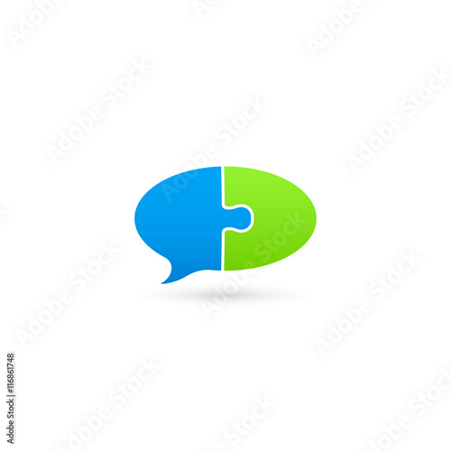 Puzzle speech bubble icon. Isolated on white background. Vector illustration, eps 10.