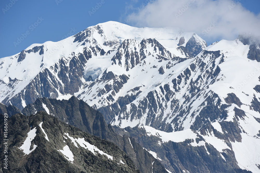 Massive of Mont Blanc from french site, the highest European mountain