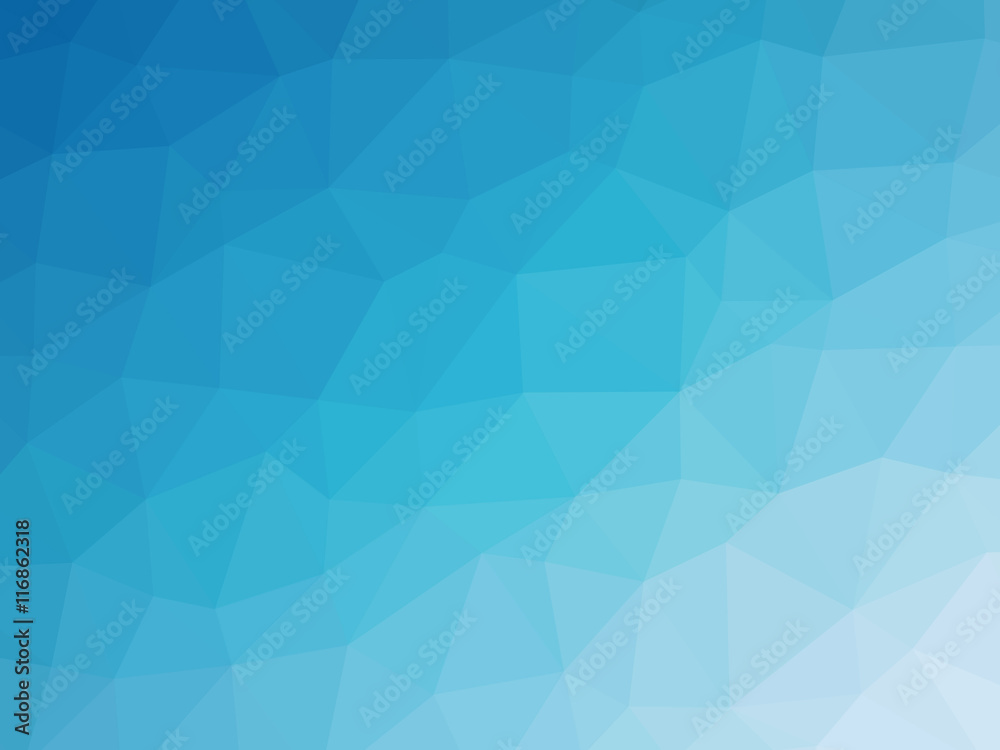 Abstract turquoise blue gradient low polygon shaped background