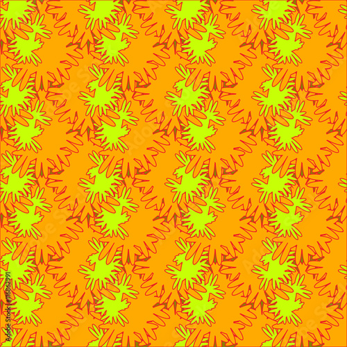 Autumn red and orange leaves carved seamless pattern