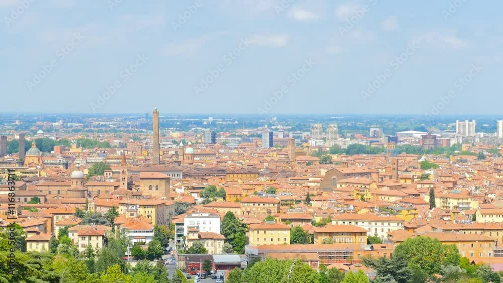 bologna panoramic view,pan shot of the city from high pov bologna panoramic view,pan shot of the city from high pov