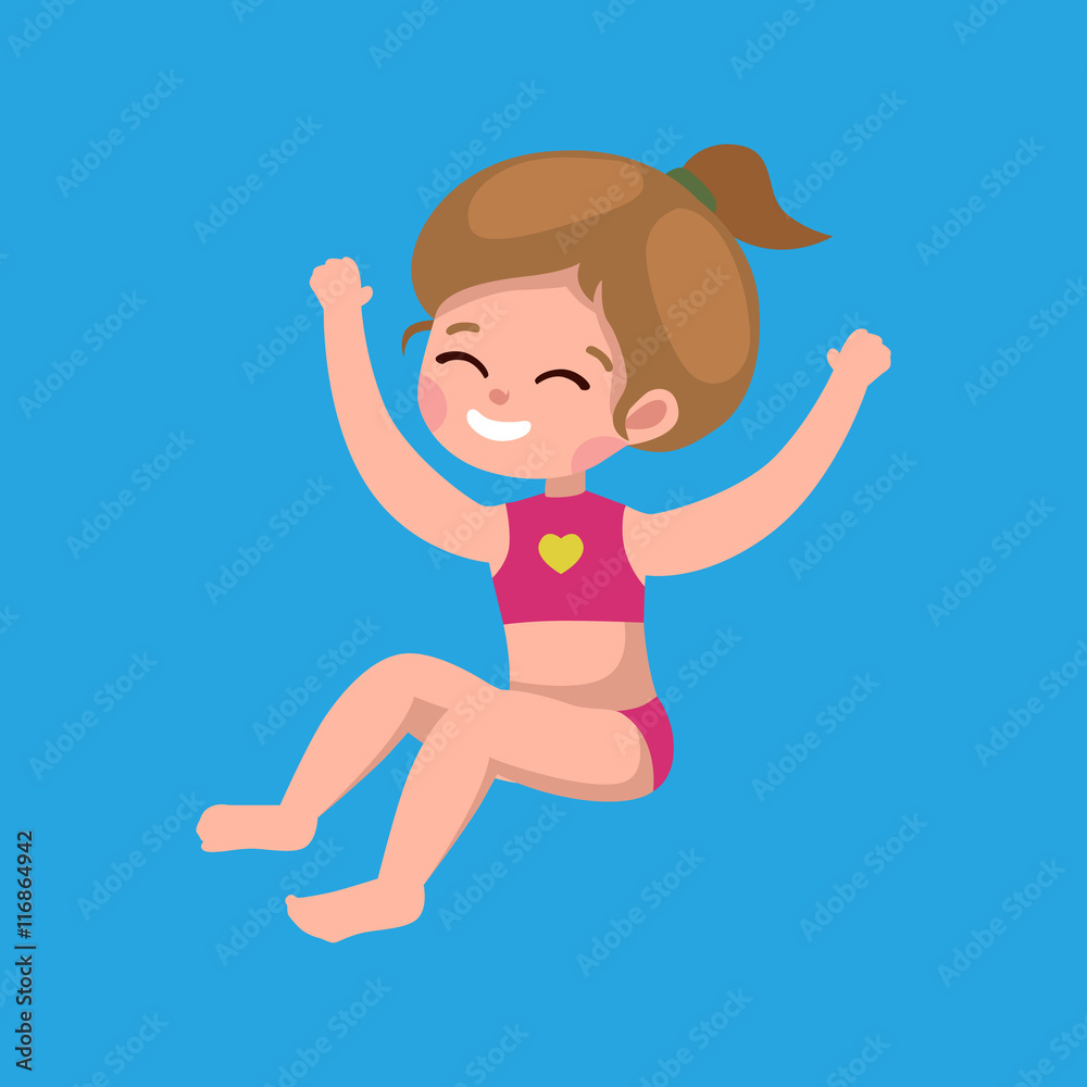 girl in swimsuit isolated, kids summer vacation