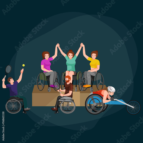 Disable Handicap Sport Games Stick Figure Pictogram Icons