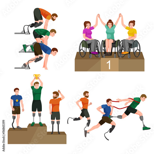 Disable Handicap Sport Games Stick Figure Pictogram Icons