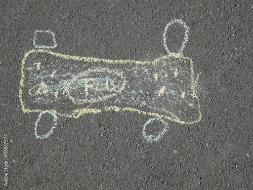Children's chalk drawing on asphalt © flucas