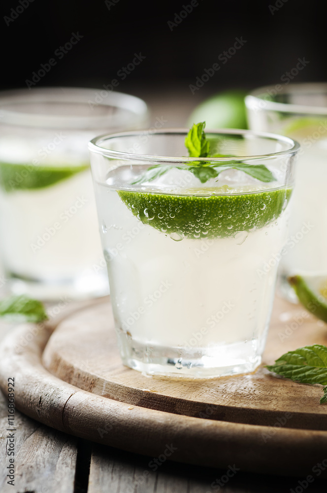 Summer cocktail with lime and mint Summer cocktail with lime and mint
