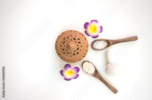 Spa Treatments and massage on wooden white