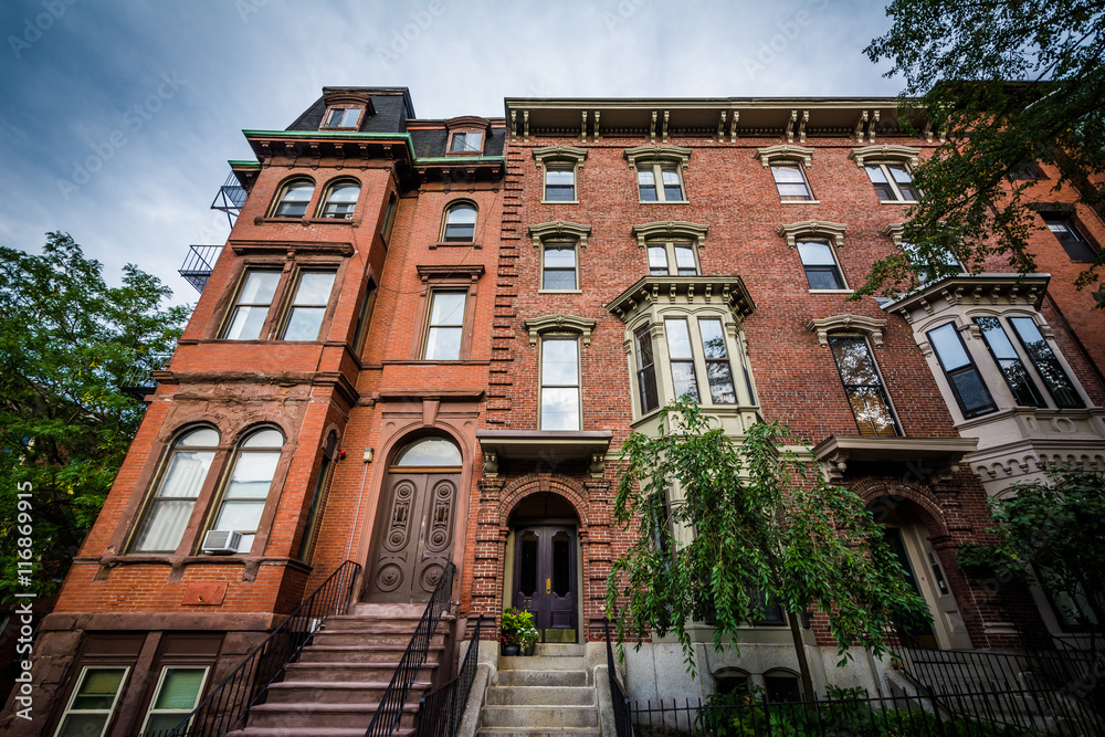 Fototapeta premium Houses in Bunker Hill, Charlestown, Boston, Massachusetts.