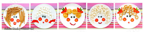 Collection of creative ideas for baby breakfast snack or dessert