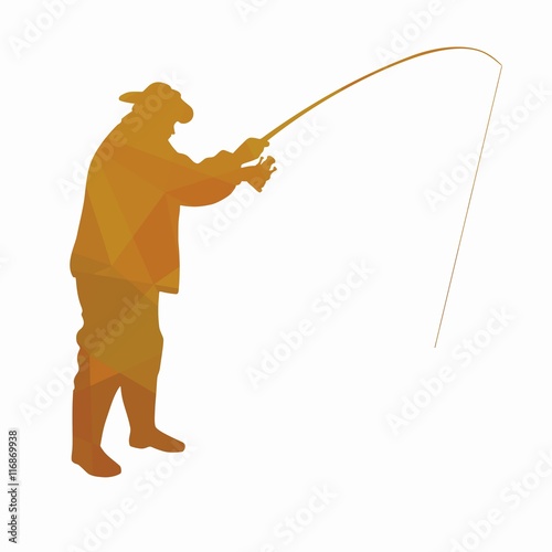 silhouette of fisherman. vector drawing