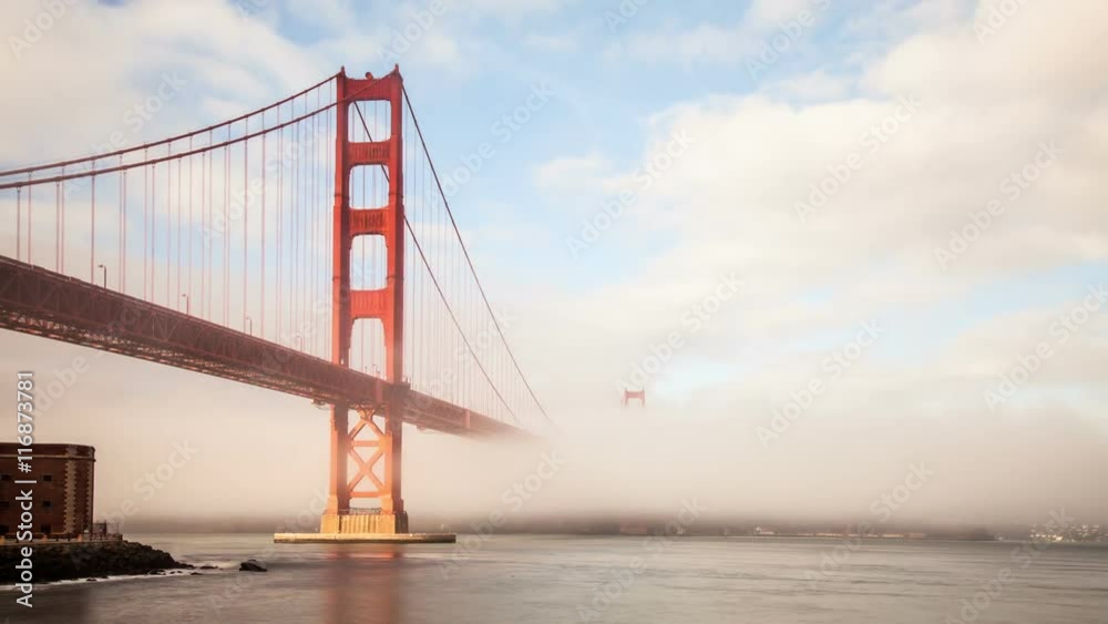 Time Lapse of the fog moving past the Golden Gate Bridge in San Francsico.