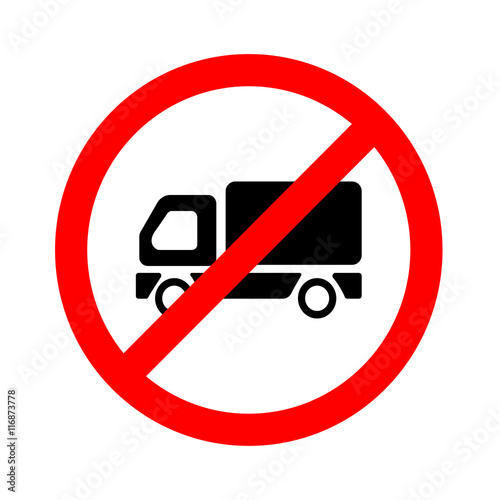 No truck or no parking sign on white background