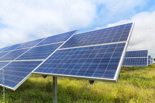 Photovoltaics module solar panels in solar station 