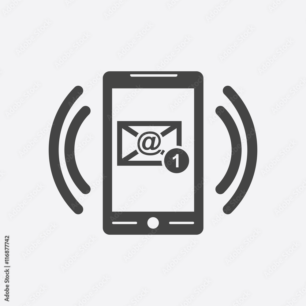 Smart phone with Email symbol on the screen. Vector illustration in flat style on white background. Smart phone with Email symbol on the screen. Vector illustration in flat style on white background.