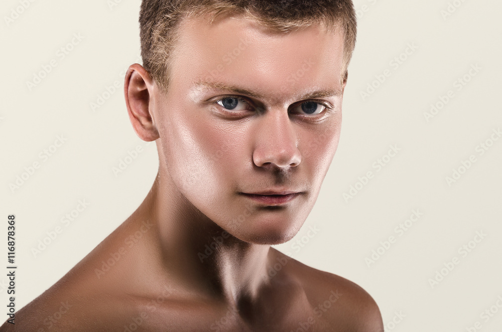 Fototapeta premium Healthy muscular young man. Sport portrait.