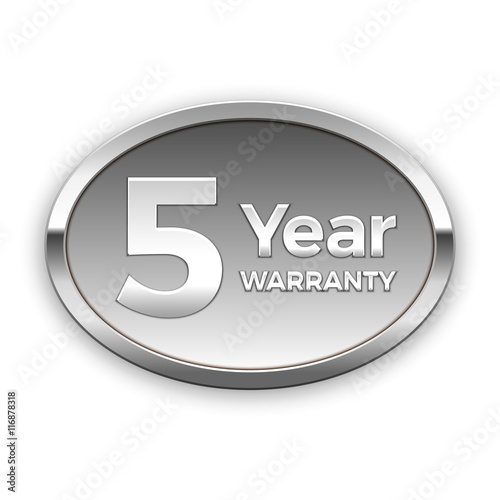 5 year warranty badge, vector