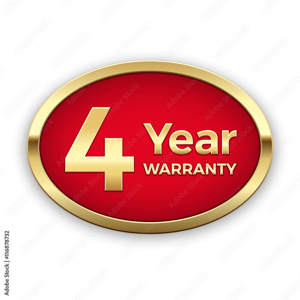 4 year warranty badge, vector