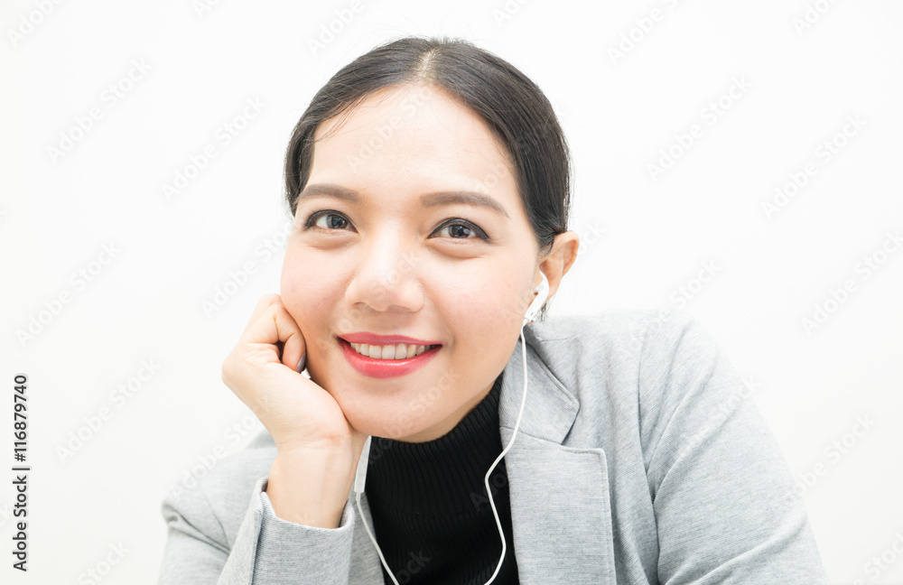 asian woman with earphones,asian woman face asian woman with earphones,asian woman face