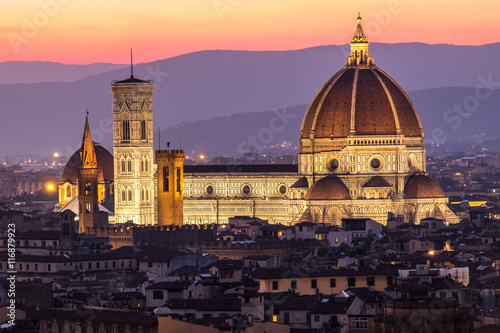 Florence duomo with light in the twilight time
