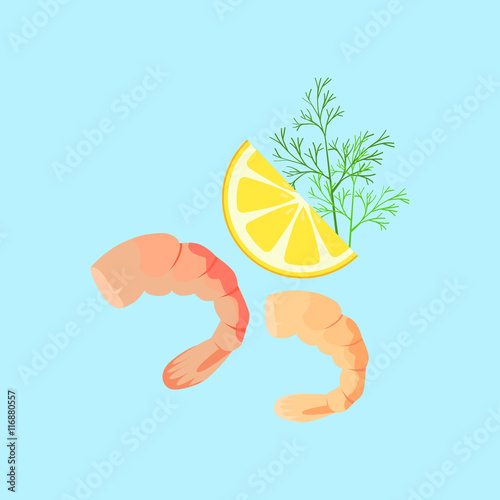 Cooked Shrimp Vector Flat Design Illustration