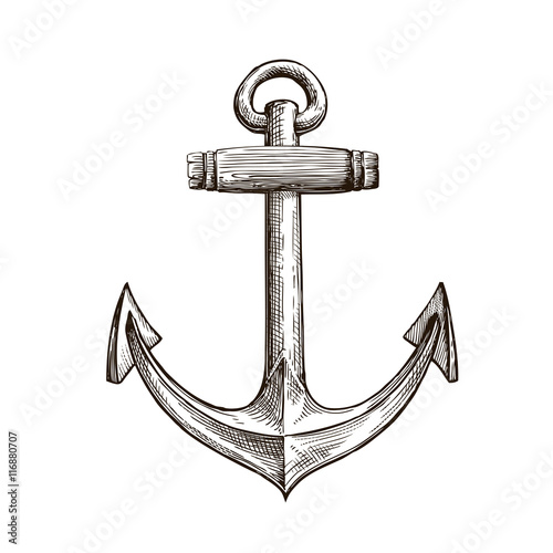 Hand drawn sketch anchor. Vector illustration