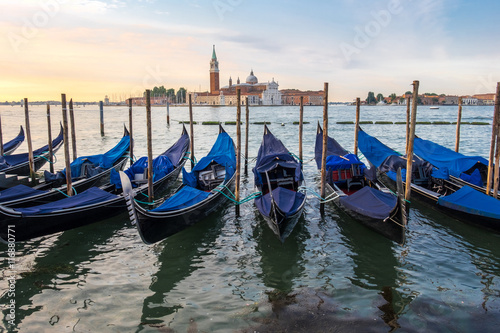Venice gondola with church tower in the morning © Pattanasak Suksri