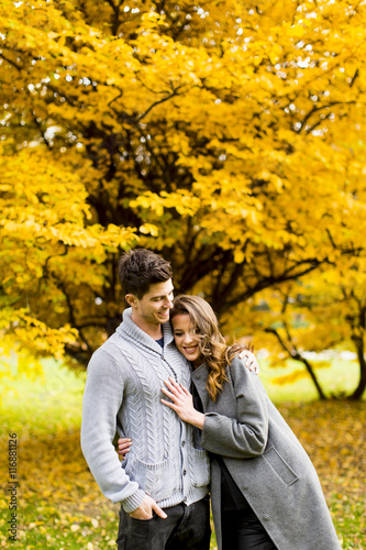 Couple in autumn park
