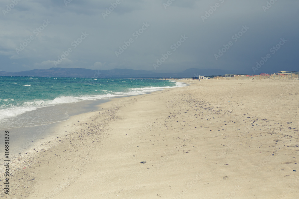 sea landscape in a summer day  in northwest coast of Sardinia, windy day
