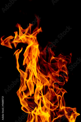 yellow, orange and red and red Fire flame /ablaze isolated on b
