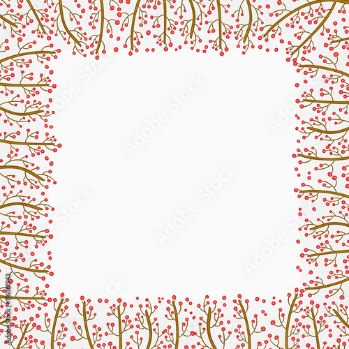 Wallpaper Mural Decorative frame of hand-drawn and painted branches with berries. Vector graphics. Torontodigital.ca