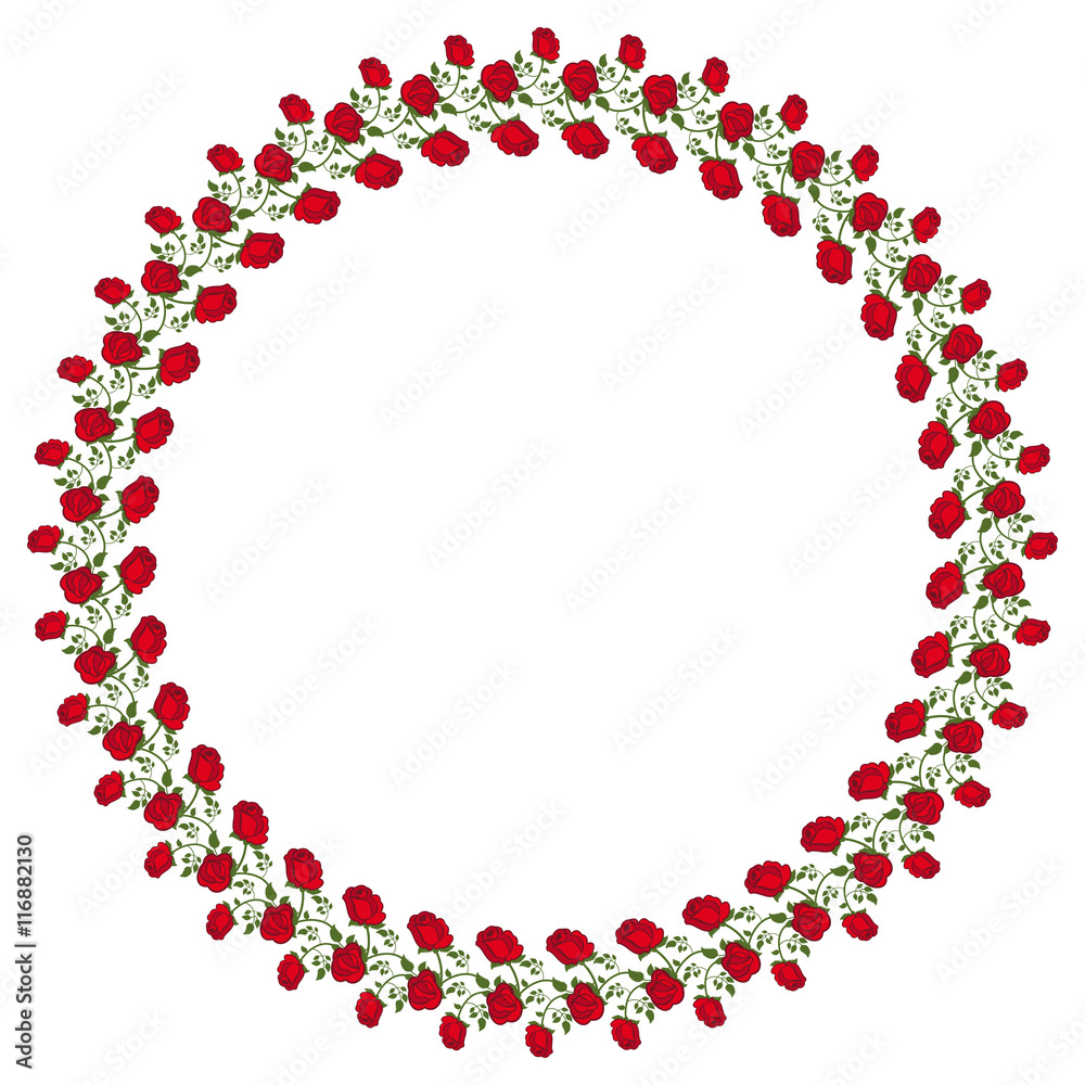 Round frame with red roses. Vector clip art. Round frame with red roses. Vector clip art.