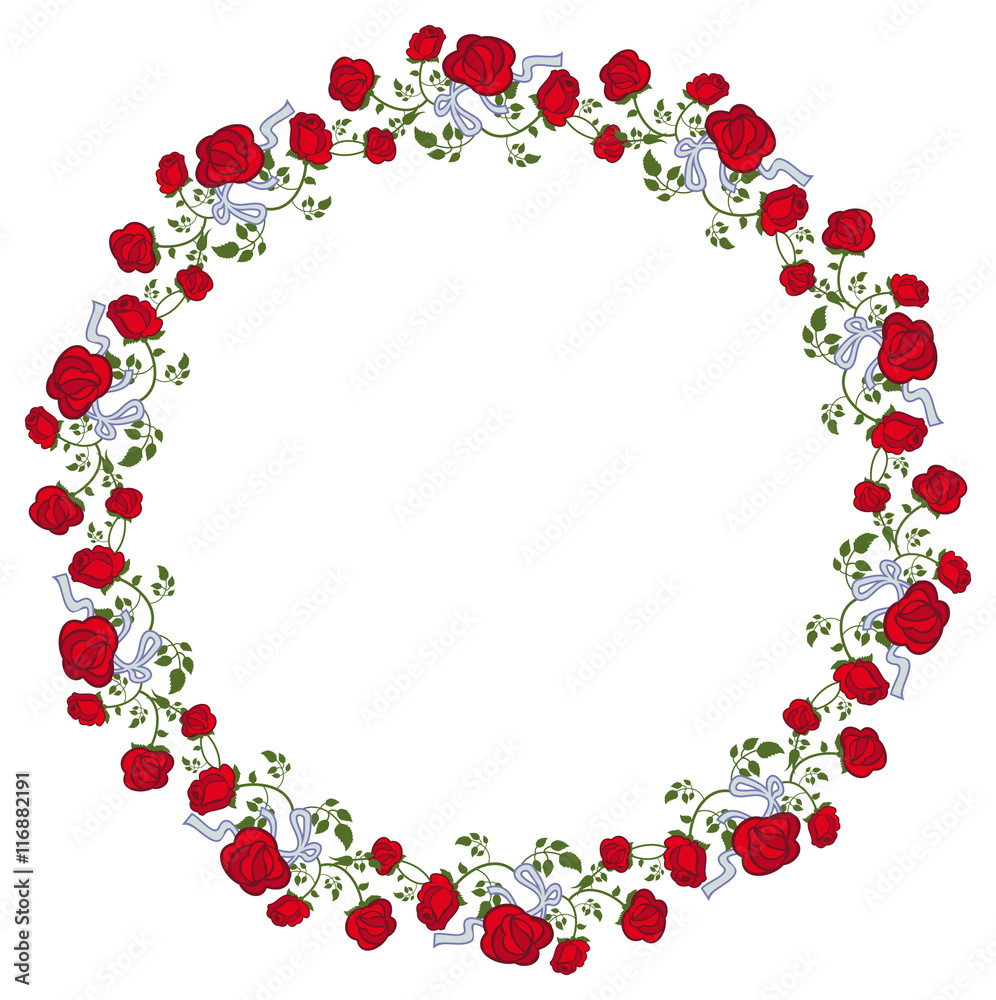 Round frame with red roses. Vector clip art. Round frame with red roses. Vector clip art.