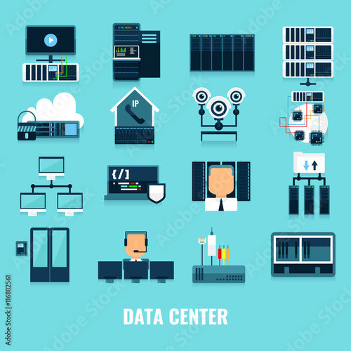 Flat Icon Datacenter Icon Set
