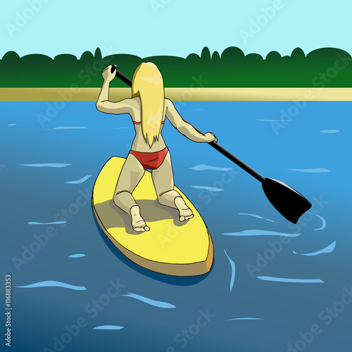 The girl on sup surf