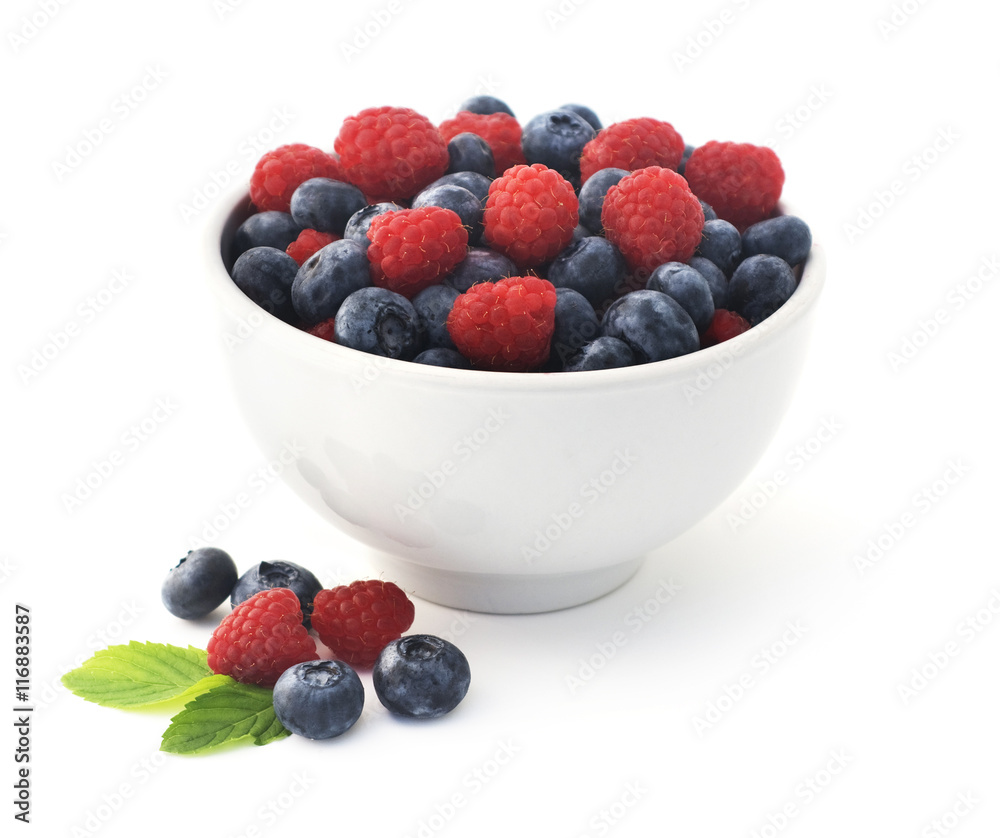 Isolated bowl with berries. Isolated bowl with berries.
