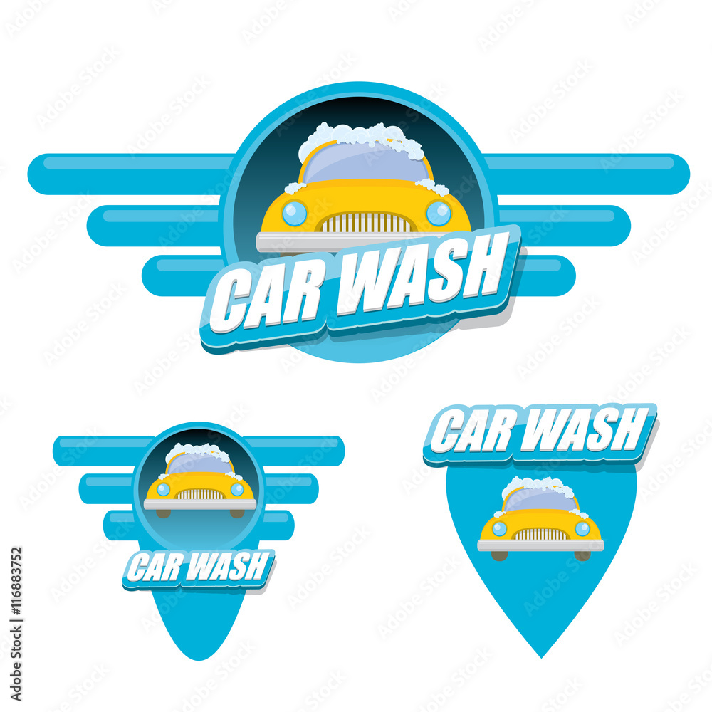 vector Car wash icons set isolated on white. vector Car wash icons set isolated on white.