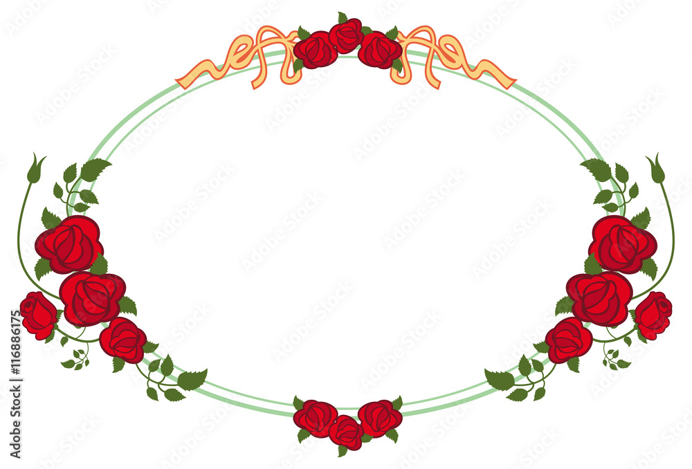 Oval frame with red roses. Vector clip art. Oval frame with red roses. Vector clip art.