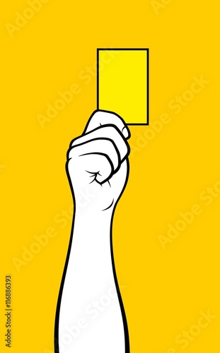 Referee hand showing yellow card