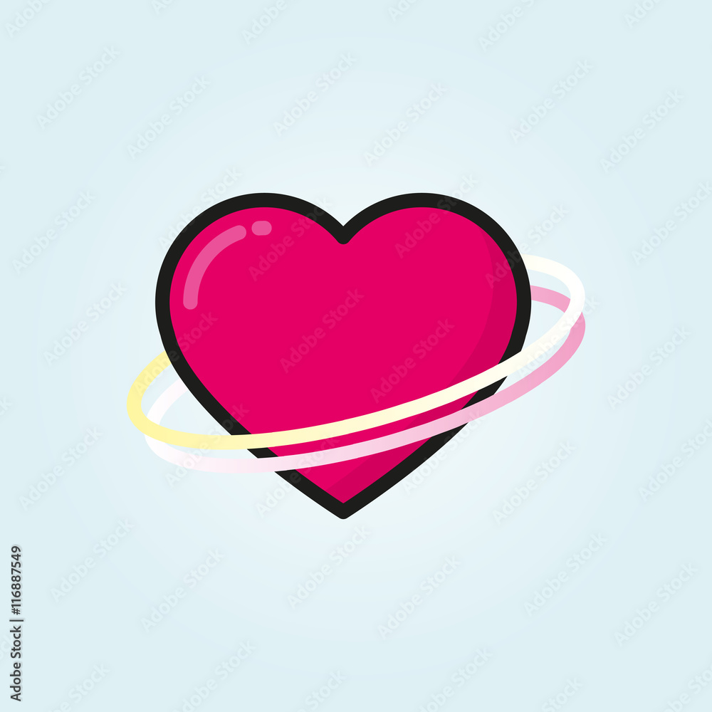 Heart outline color icon, modern minimal flat design style. Love line colored symbol, vector illustration
