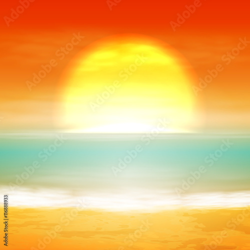 Sea sunset with the sun © hamara