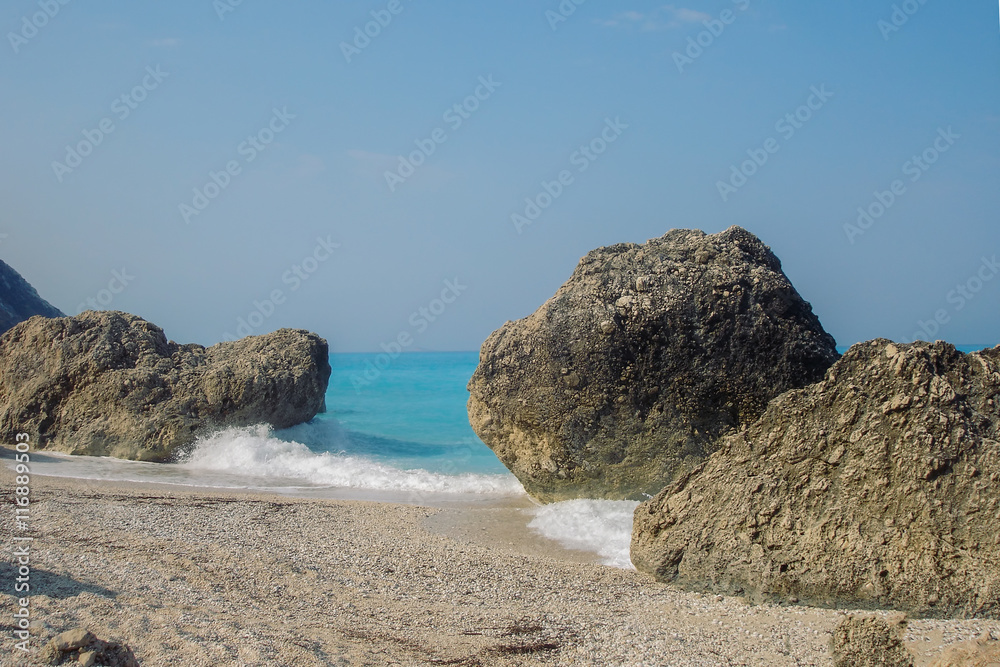 Turquoise Water Of Megali Petra Wild Beach