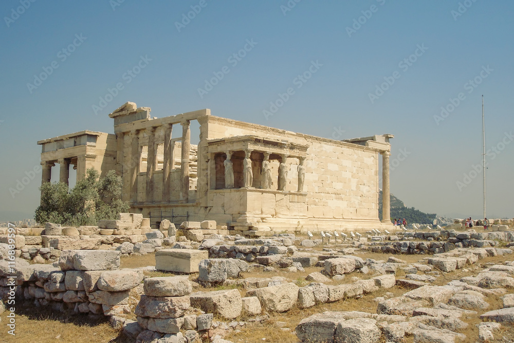 Ancient Porch Of The Caryatids At The Temple Of Erechtheion