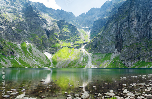 Fototapeta Naklejka Na Ścianę i Meble -  amazing black pond (polish: czarny staw) in High Tatra mountains, Poland